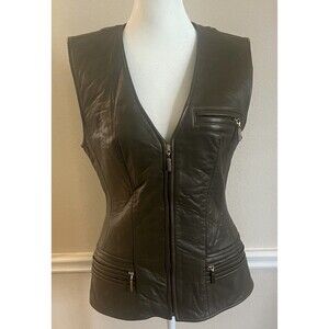 New BeBe Olive green Leather Vests, Size 6